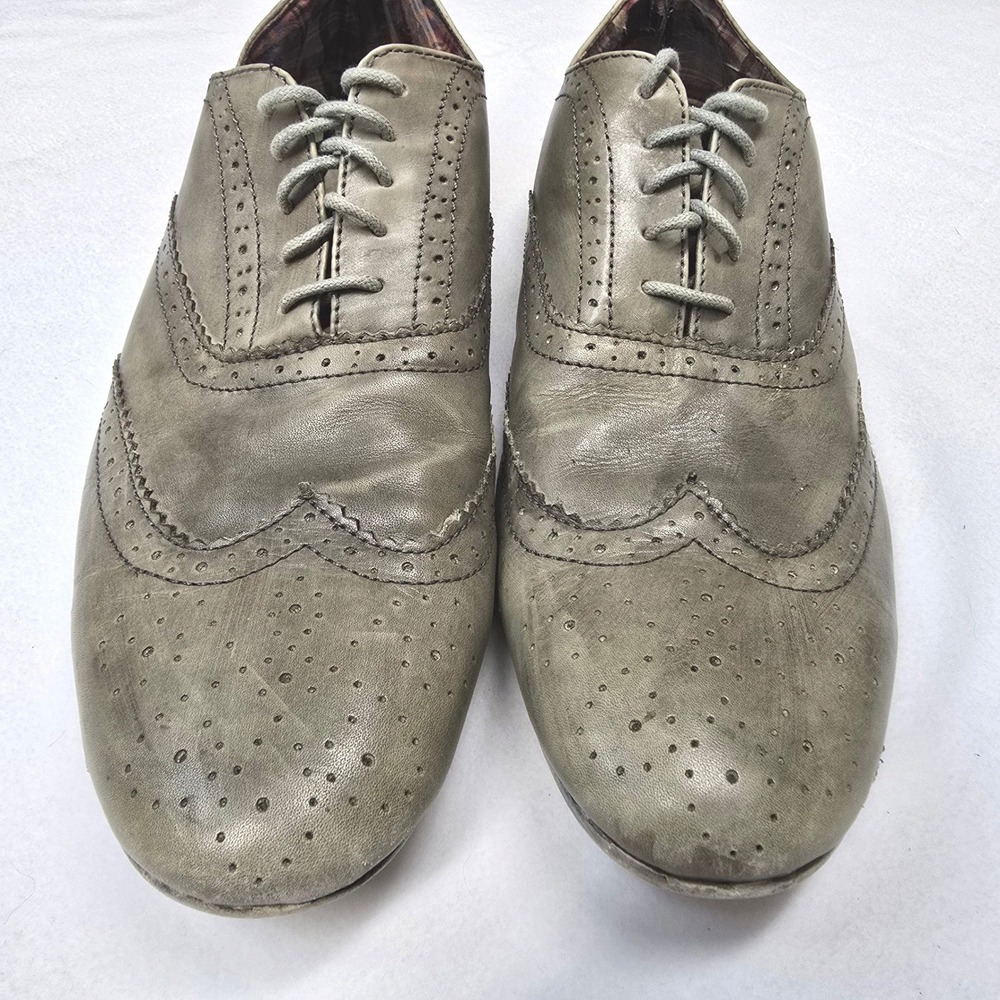 Bed Stu Mens Grey Distressed Leather Wingtip Oxford Brogue Dress Shoes 13 - Picture 3 of 9